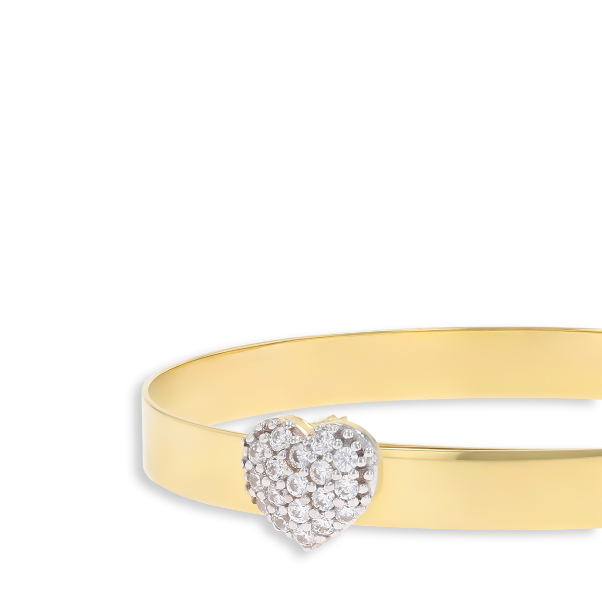 9ct Yellow Gold Double Cubic Zirconia Heart Expandable Baby Bangle