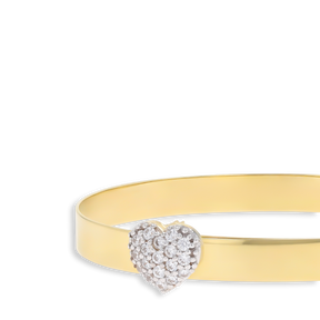 9ct Yellow Gold Double Cubic Zirconia Heart Expandable Baby Bangle