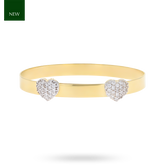9ct Yellow Gold Double Cubic Zirconia Heart Expandable Baby Bangle
