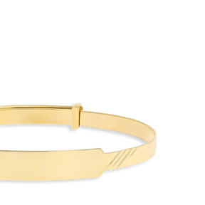 9ct Yellow Gold Diagonal Diamond Cut ID Expandable Baby Bangle