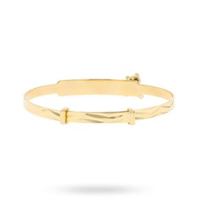 9ct Yellow Gold Teddy Bear ID Expandable Baby Bangle