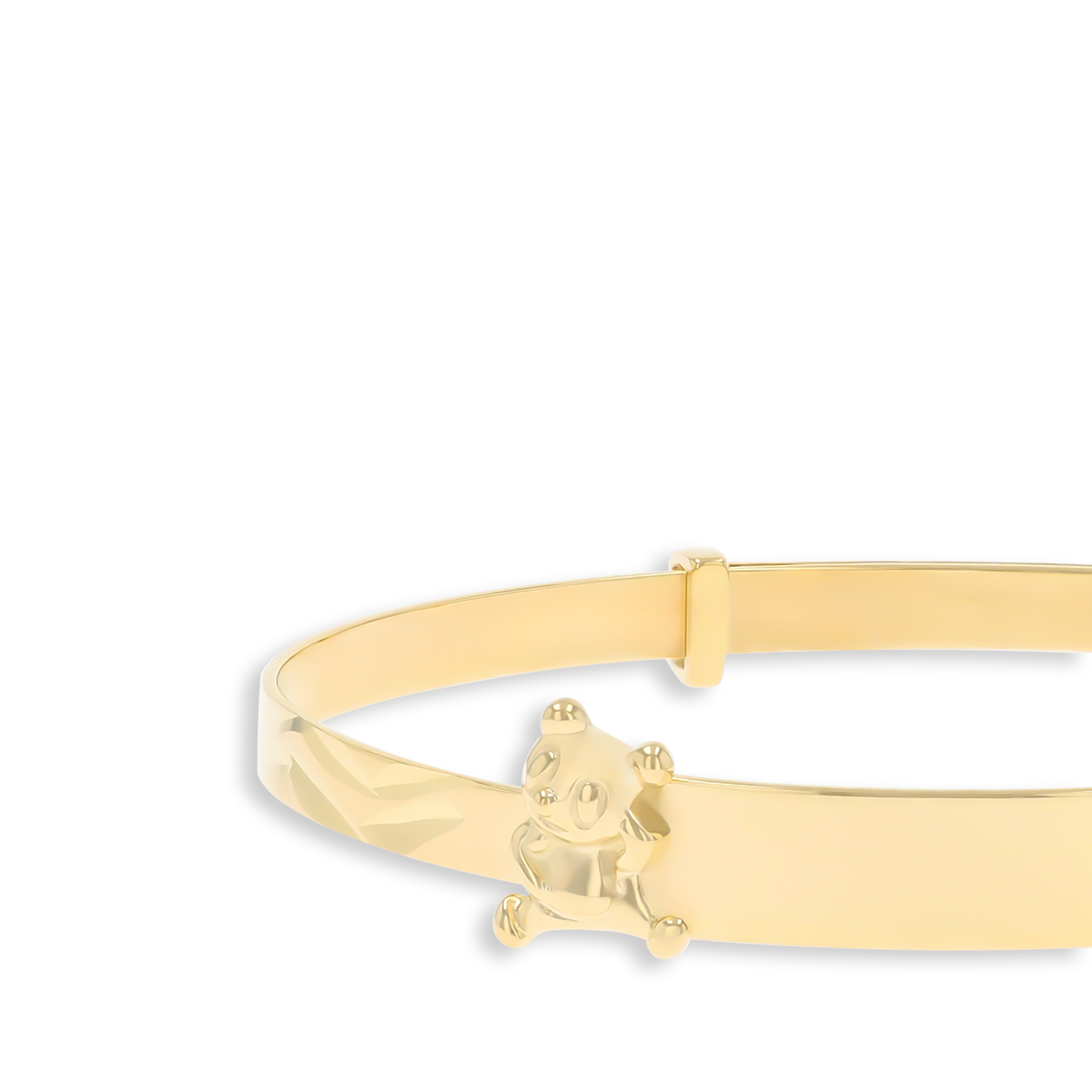 9ct Yellow Gold Teddy Bear ID Expandable Baby Bangle