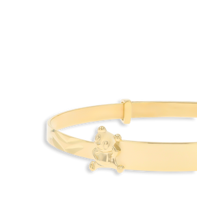 9ct Yellow Gold Teddy Bear ID Expandable Baby Bangle