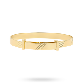 9ct Yellow Gold Diagonal Diamond Cut Expandable Baby Bangle