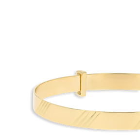 9ct Yellow Gold Diagonal Diamond Cut Expandable Baby Bangle