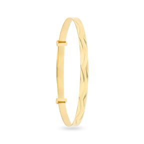 9ct Yellow Gold 3mm Diamond Cut Expandable Baby Bangle