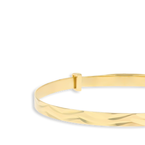 9ct Yellow Gold 3mm Diamond Cut Expandable Baby Bangle