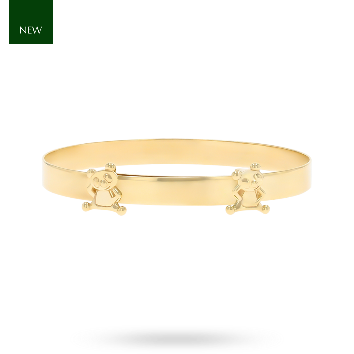 9ct Yellow Gold Double Teddy Bear Expandable Baby Bangle