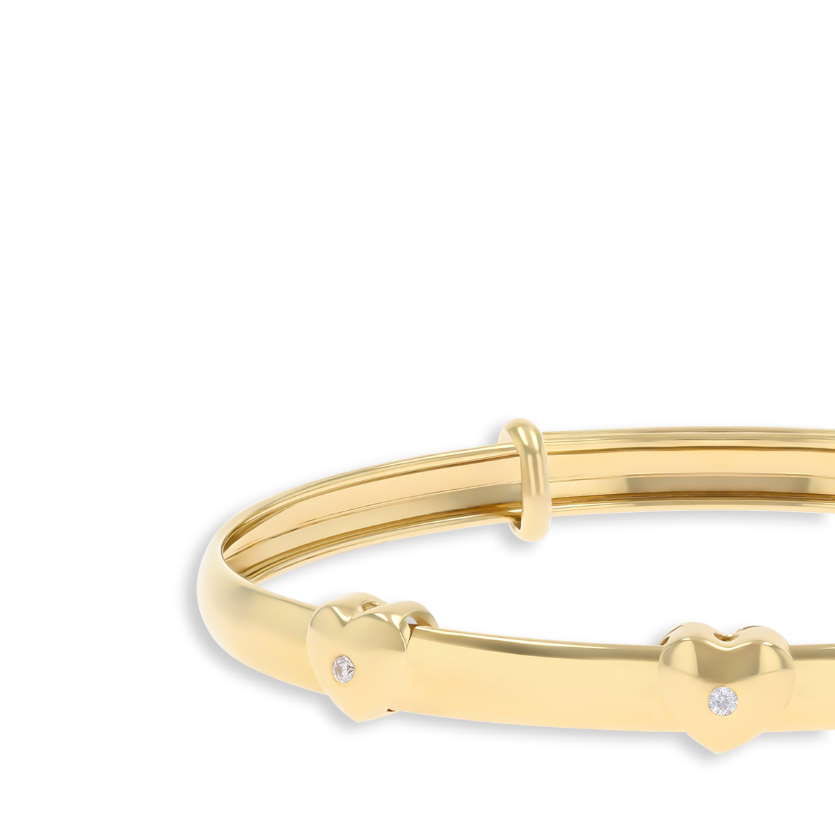 9ct Yellow Gold Floating Heart Cubic Zirconia Expandable Baby Bangle