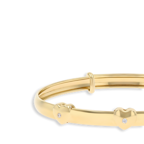 9ct Yellow Gold Floating Heart Cubic Zirconia Expandable Baby Bangle