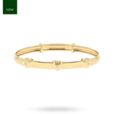 9ct Yellow Gold Floating Heart Cubic Zirconia Expandable Baby Bangle