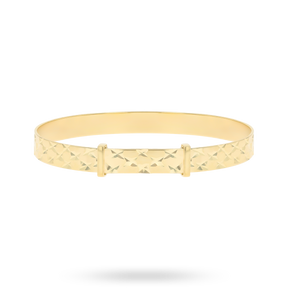 9ct Yellow Gold 5mm Diamond Cut Star Expandable Baby Bangle