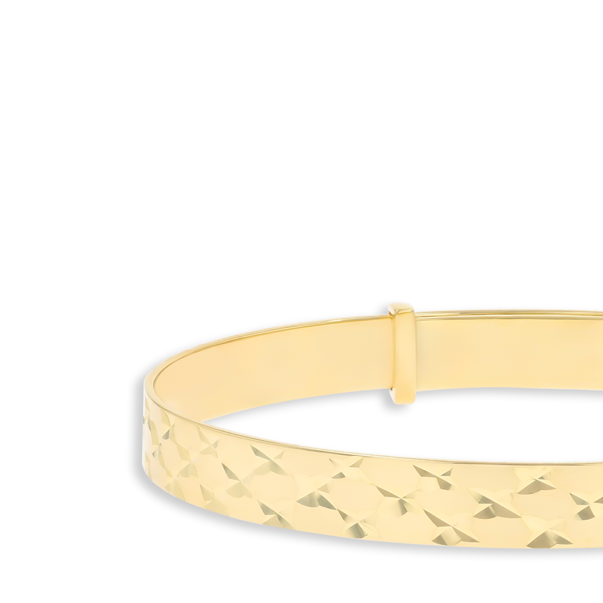 9ct Yellow Gold 5mm Diamond Cut Star Expandable Baby Bangle