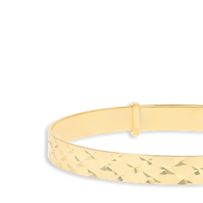 9ct Yellow Gold 5mm Diamond Cut Star Expandable Baby Bangle