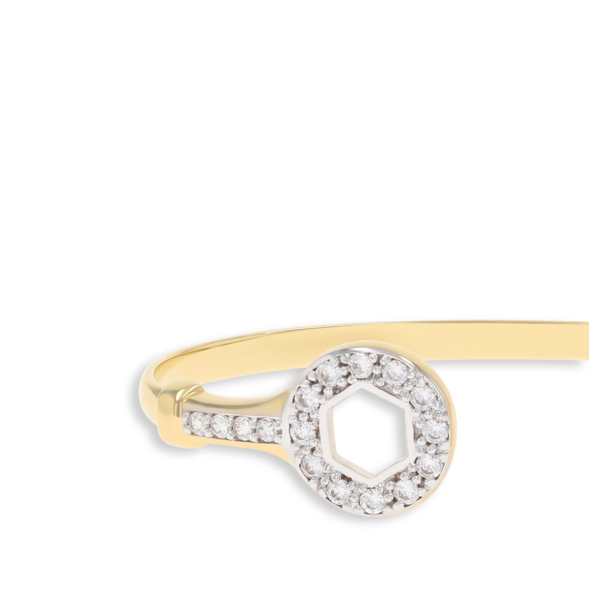 9ct Yellow Gold Cubic Zirconia Spanner Solid Torque Baby Bangle