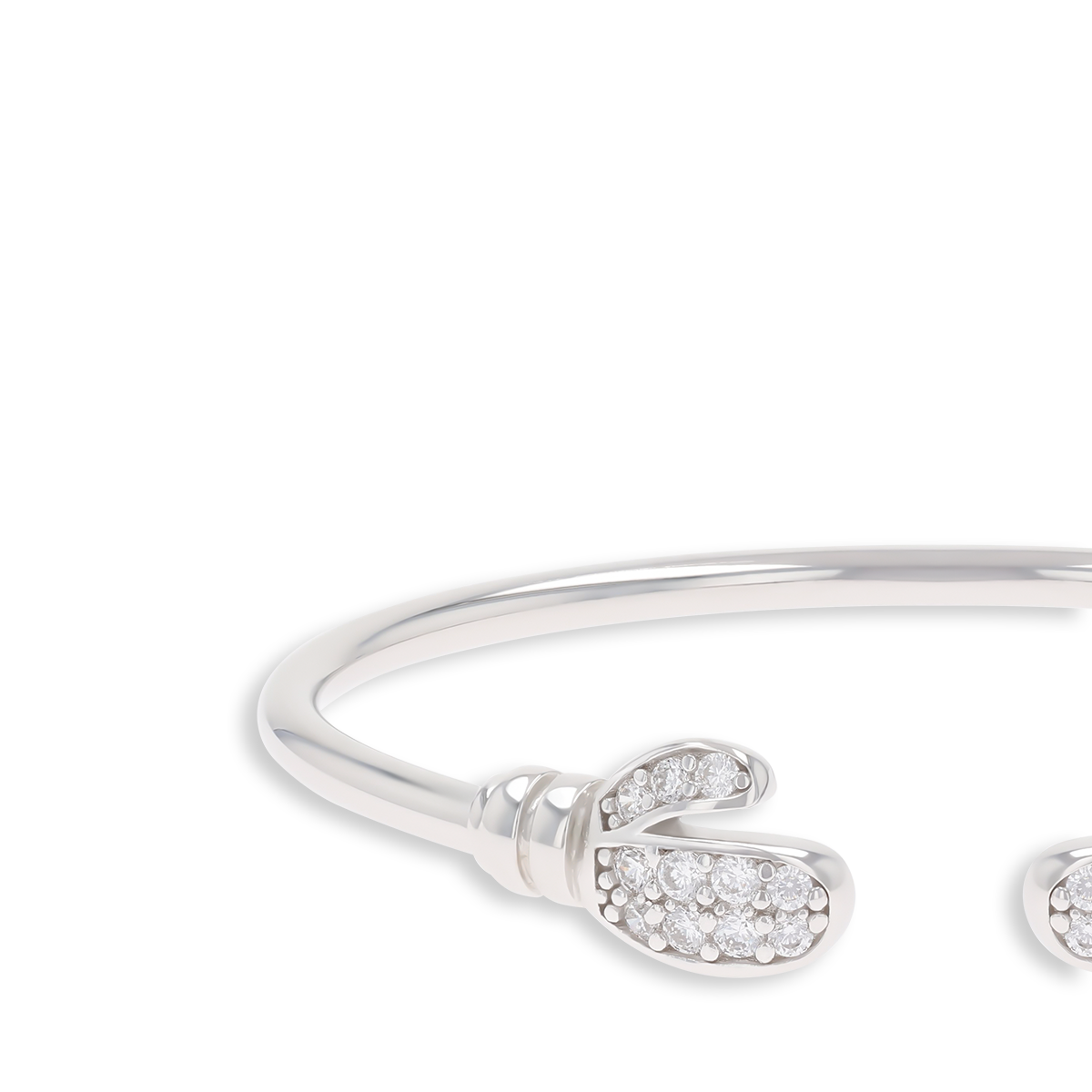 Sterling Silver Cubic Zirconia Boxing Gloves Torque Baby Bangle