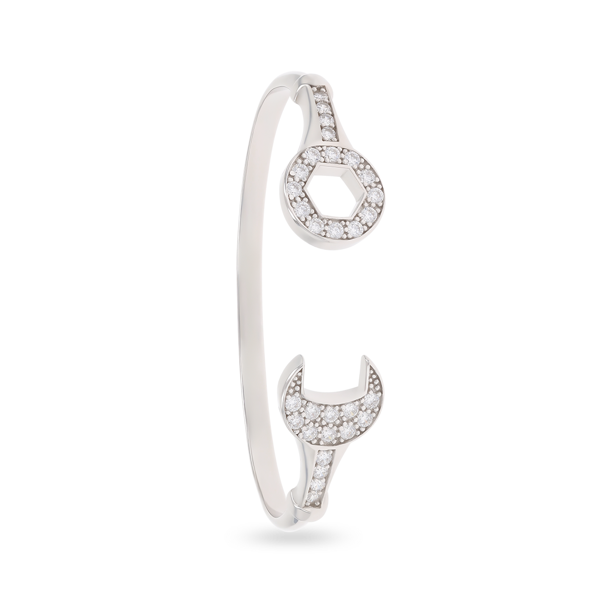 Sterling Silver Cubic Zirconia Spanner Torque Baby Bangle