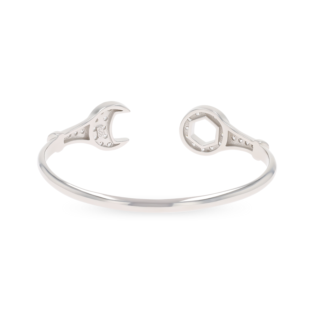 Sterling Silver Cubic Zirconia Spanner Torque Baby Bangle