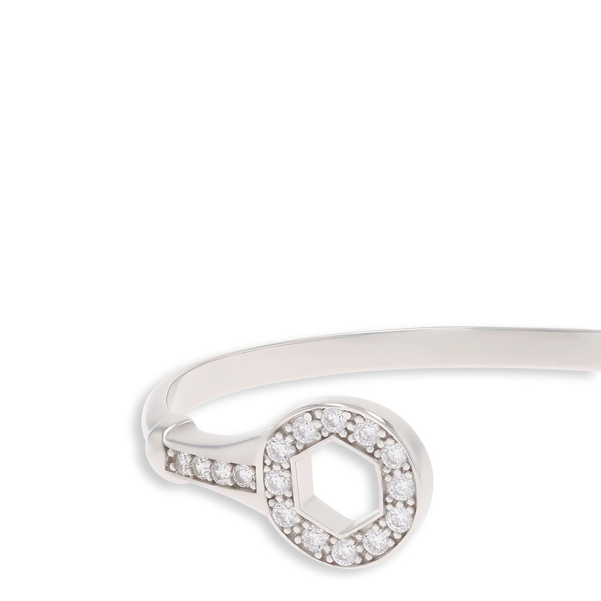Sterling Silver Cubic Zirconia Spanner Torque Baby Bangle