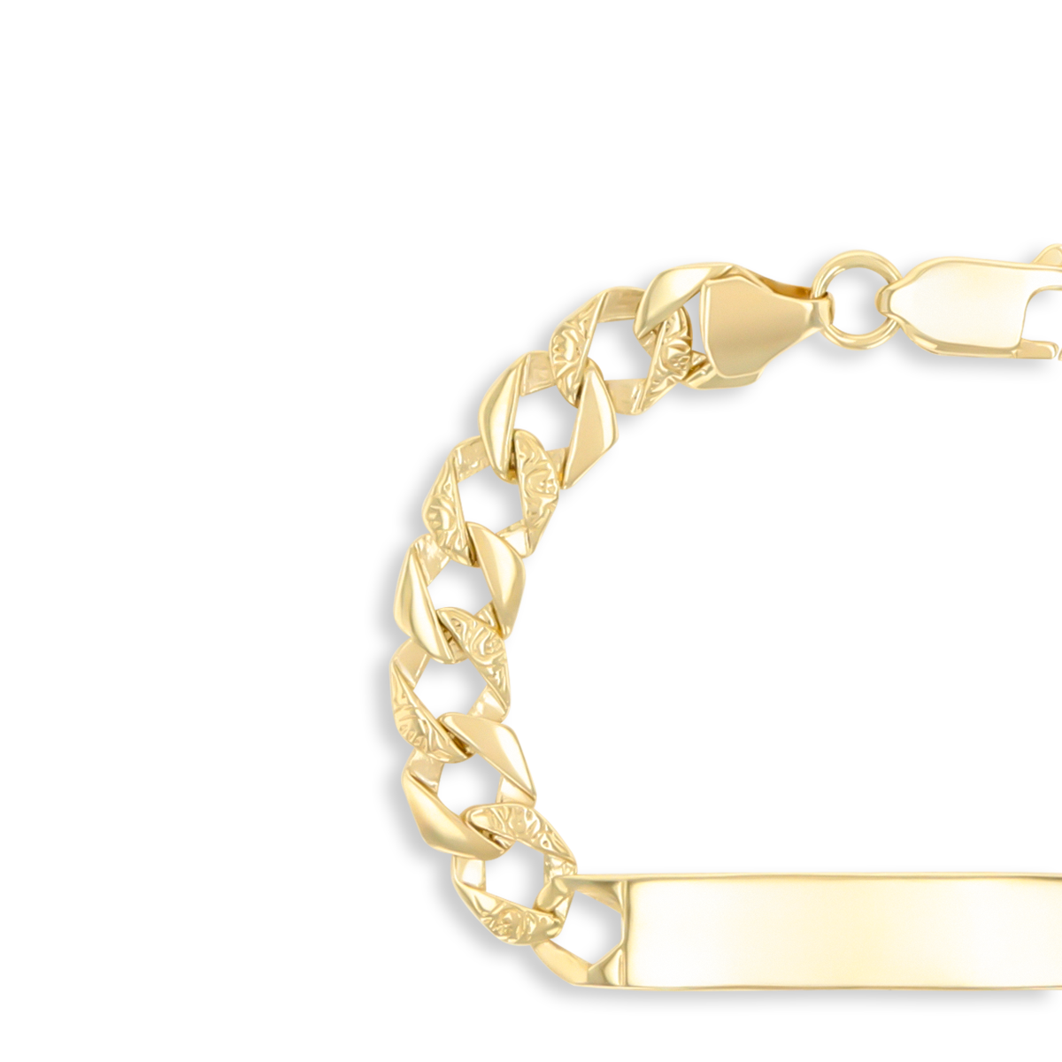 9ct Yellow Gold Plain & Engraved Curb Link ID Baby Bracelet