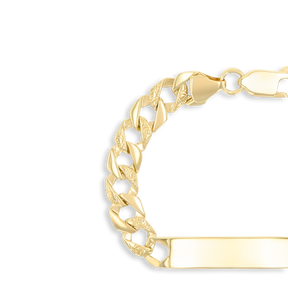 9ct Yellow Gold Plain & Engraved Curb Link ID Baby Bracelet