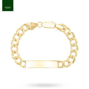 9ct Yellow Gold Plain & Engraved Curb Link ID Baby Bracelet