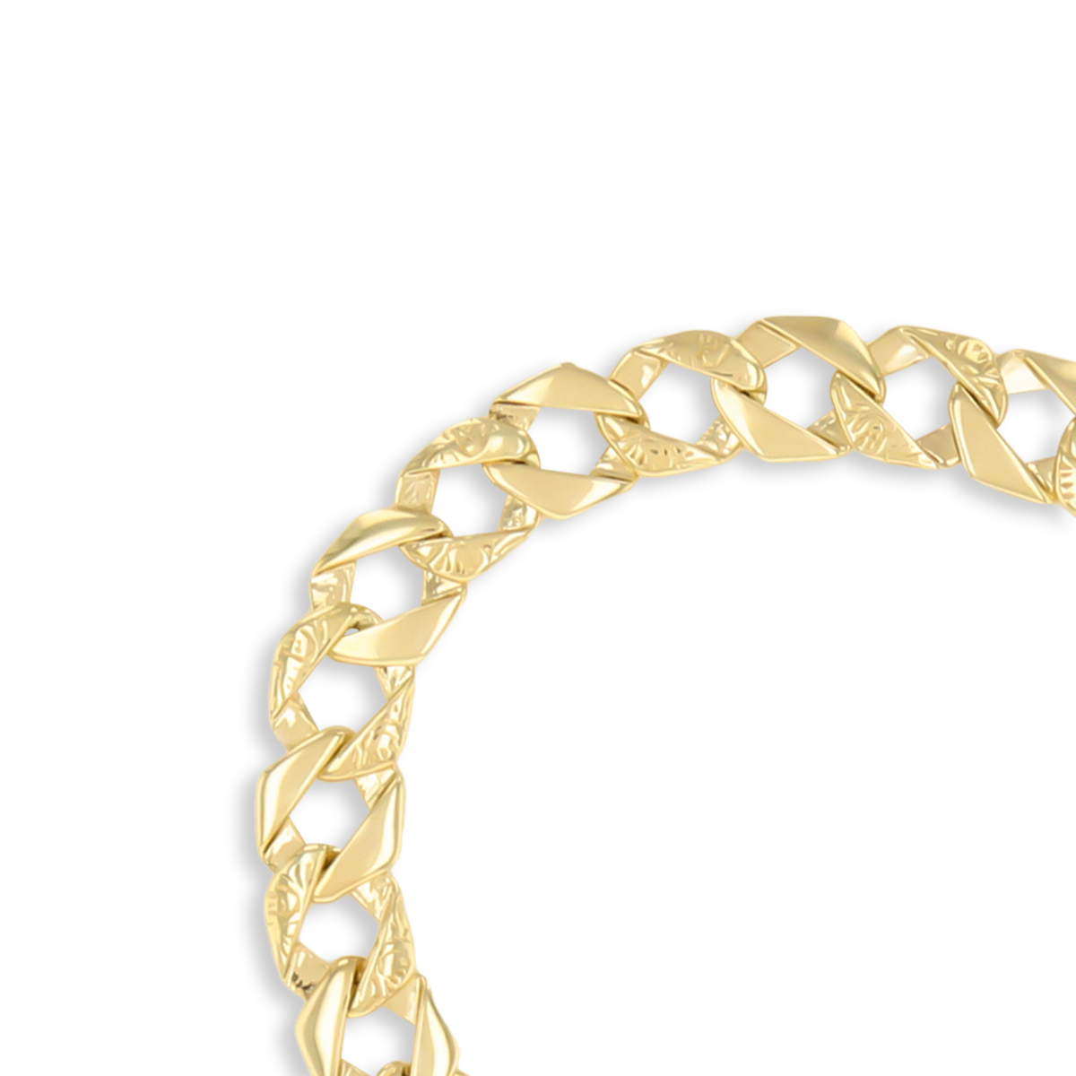 9ct Yellow Gold Plain & Engraved Curb Link Baby Bracelet