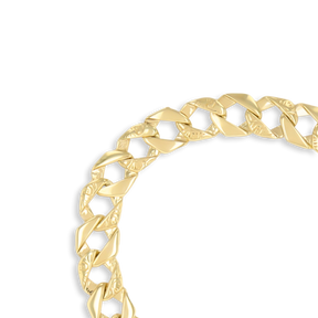 9ct Yellow Gold Plain & Engraved Curb Link Baby Bracelet