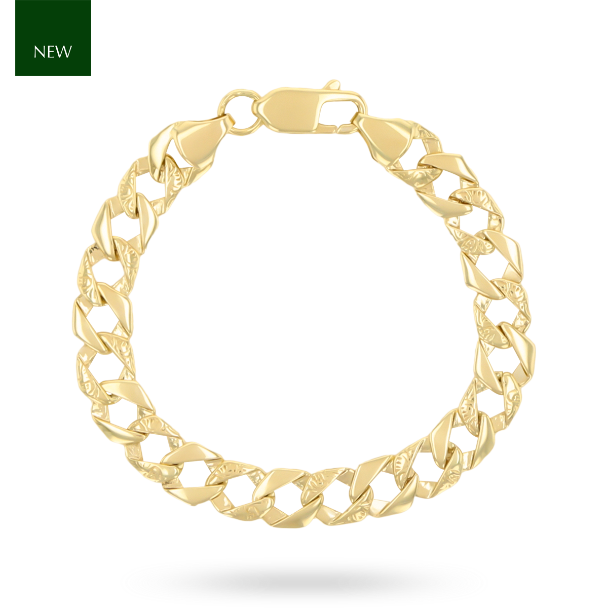 9ct Yellow Gold Plain & Engraved Curb Link Baby Bracelet