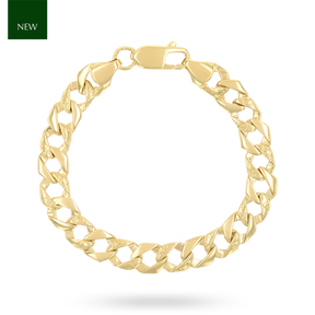 9ct Yellow Gold Plain & Engraved Curb Link Baby Bracelet