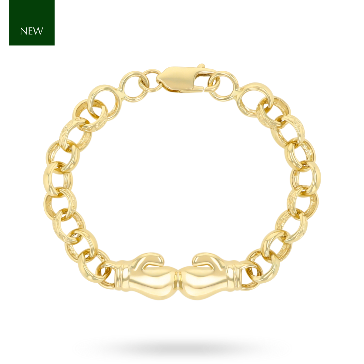 9ct Yellow Gold Plain Double Boxing Glove Belcher Baby Bracelet