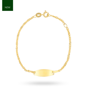 9ct Yellow Gold Singapore Twist Link ID Baby Bracelet