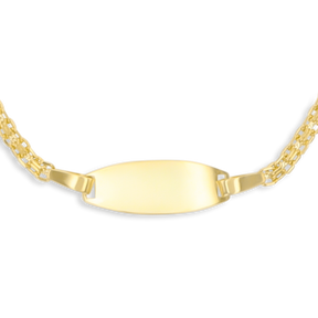 9ct Yellow Gold Double Trace Link ID Baby Bracelet