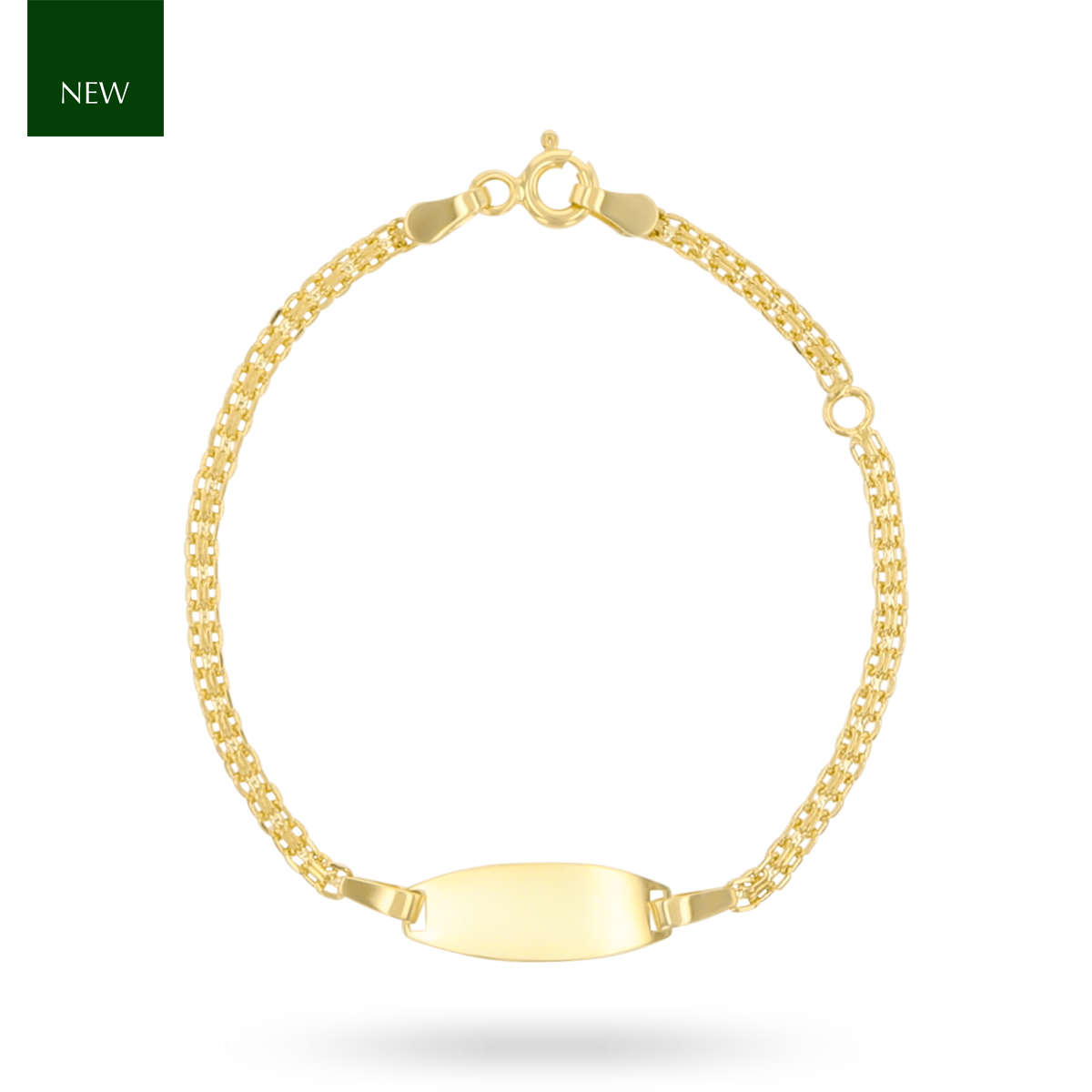 9ct Yellow Gold Double Trace Link ID Baby Bracelet