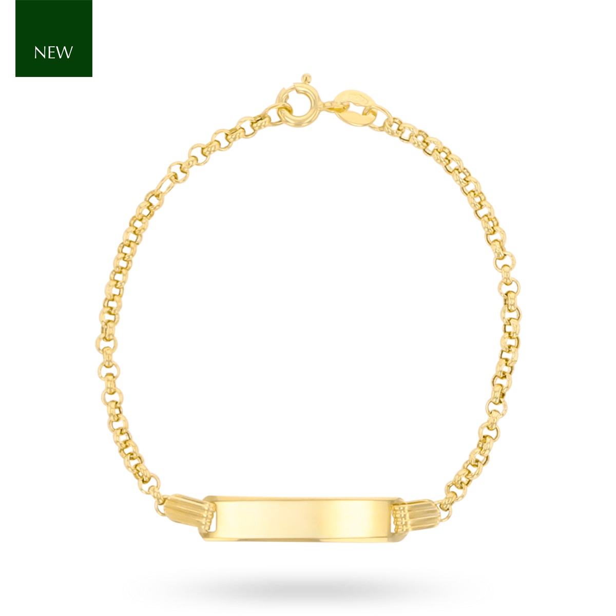 9ct Yellow Gold Round Belcher Link ID Baby Bracelet