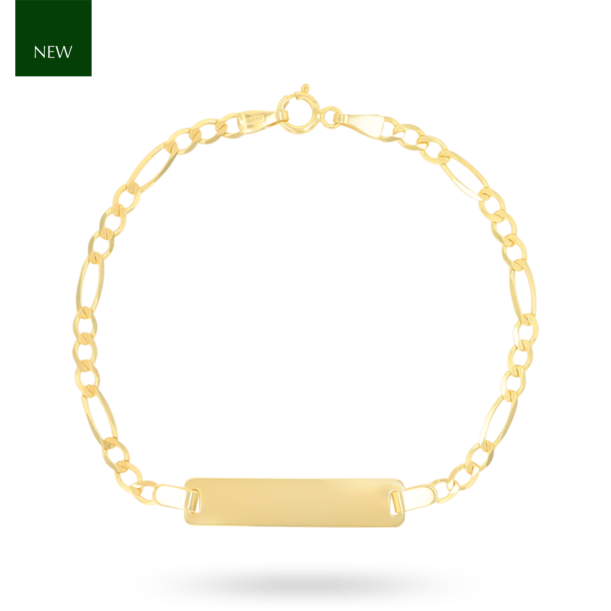 9ct Yellow Gold Figaro Link ID Baby Bracelet