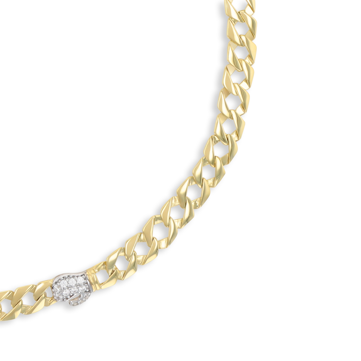 9ct Yellow Gold Cubic Zirconia Boxing Glove Curb Chain