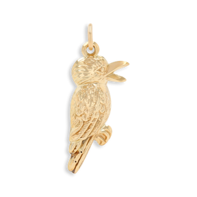 9ct Yellow Gold Hollow Kookaburra Bird Charm