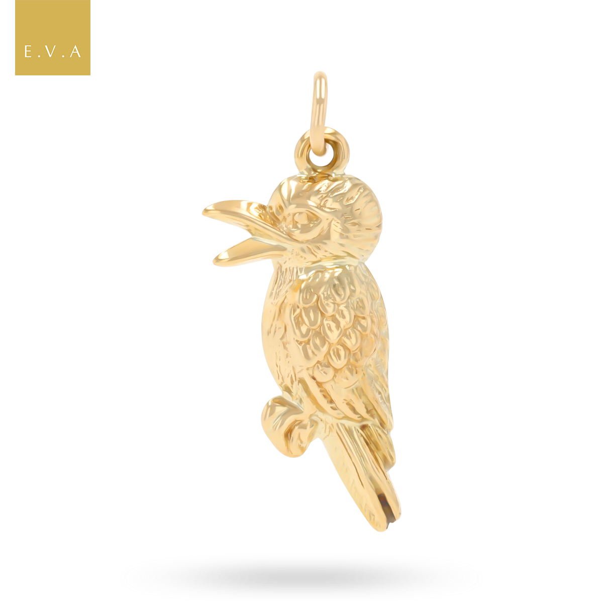 9ct Yellow Gold Hollow Kookaburra Bird Charm