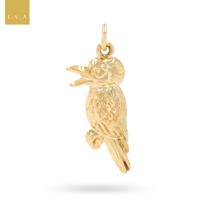 9ct Yellow Gold Hollow Kookaburra Bird Charm