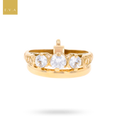 9ct Yellow Gold Cubic Zirconia Trilogy & Wedding Rings Charm