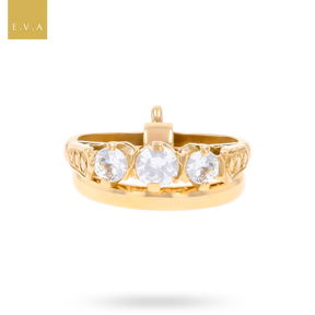 9ct Yellow Gold Cubic Zirconia Trilogy & Wedding Rings Charm