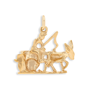 9ct Yellow Gold Donkey & Cart with Driver Charm