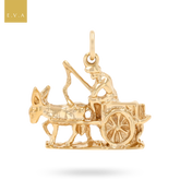 9ct Yellow Gold Donkey & Cart with Driver Charm