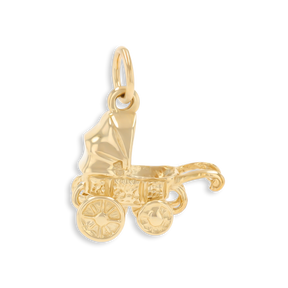 9ct Yellow Gold Small Moveable Pram Charm