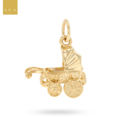 9ct Yellow Gold Small Moveable Pram Charm