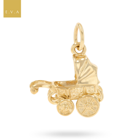 9ct Yellow Gold Small Moveable Pram Charm
