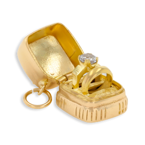 9ct Yellow Gold Engagement & Wedding Ring Box Opening Charm