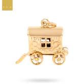 9ct Yellow Gold Gypsy Fortune Teller Wagon with Enamel Opening Charm