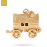 9ct Yellow Gold Large Gypsy Fortune Teller Wagon Opening Charm